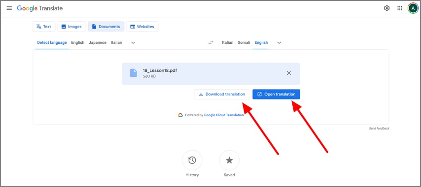 download translated file