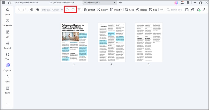 click undo redo button