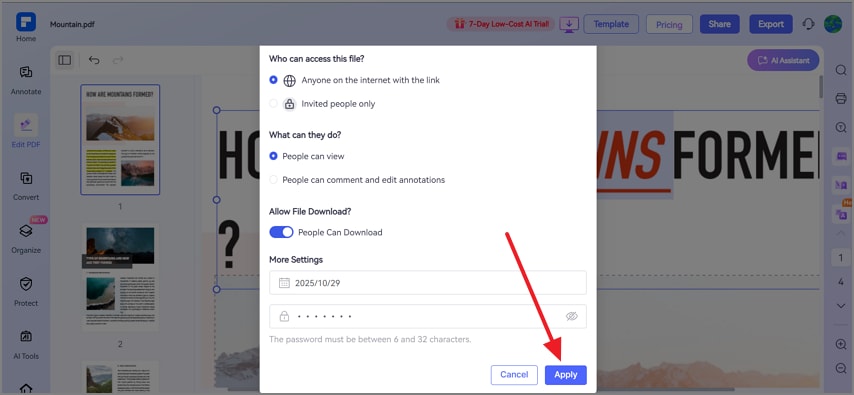 apply changes to share pdf