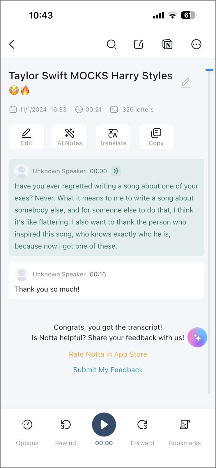 record and transcribe audio notta mobile