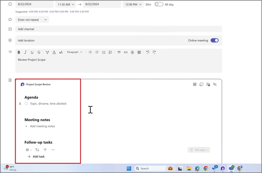 create agendas meeting tasks