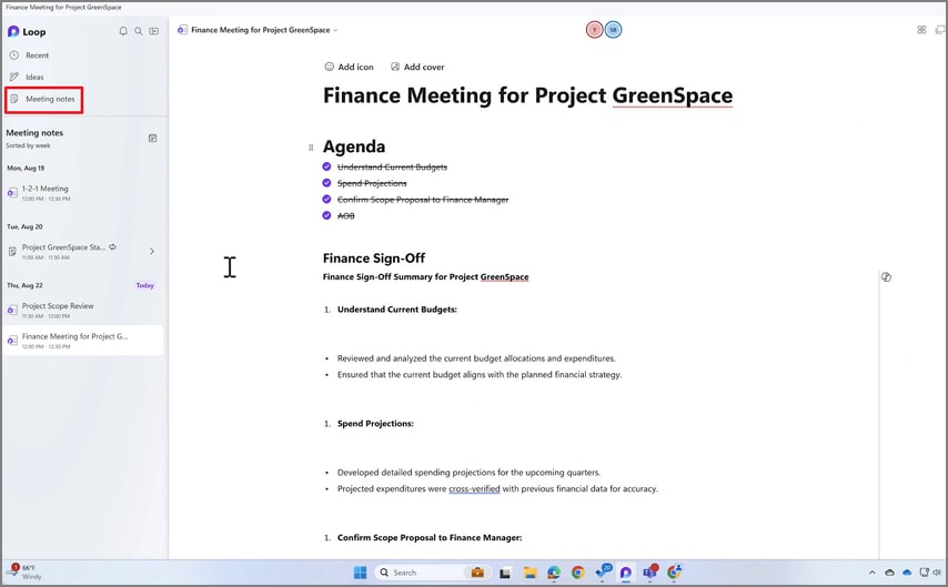 access loop app meeting notes
