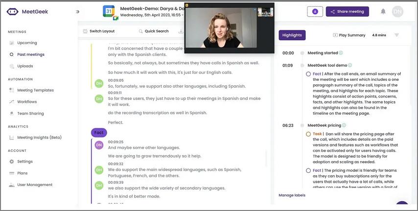 use meetgeek meeting notes