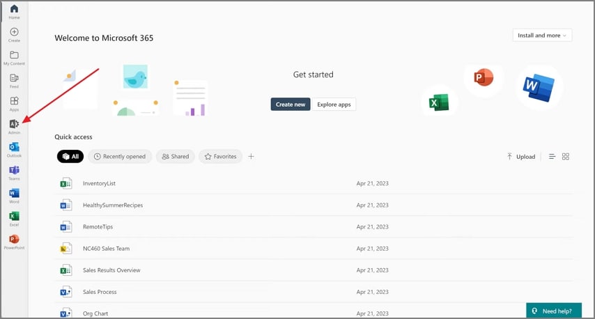 access admin setting panel