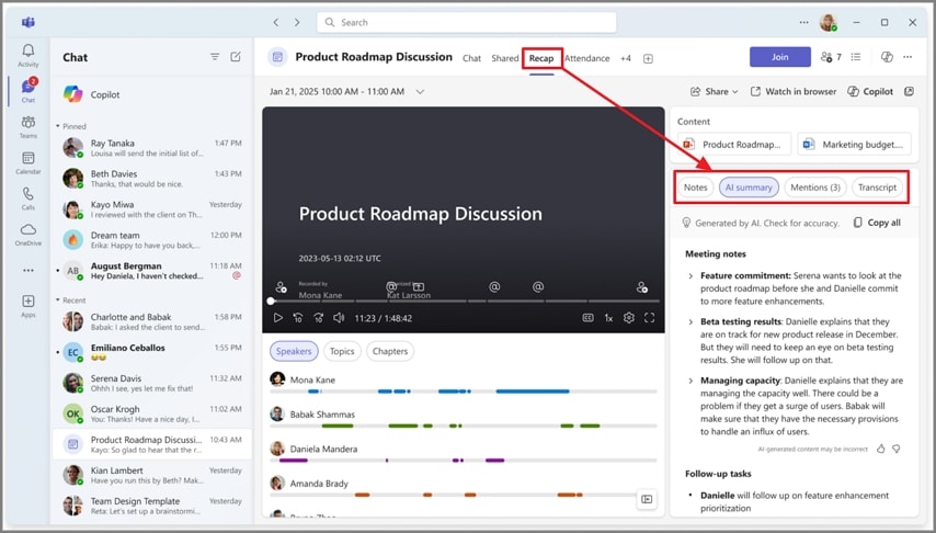 guide access meeting recap teams