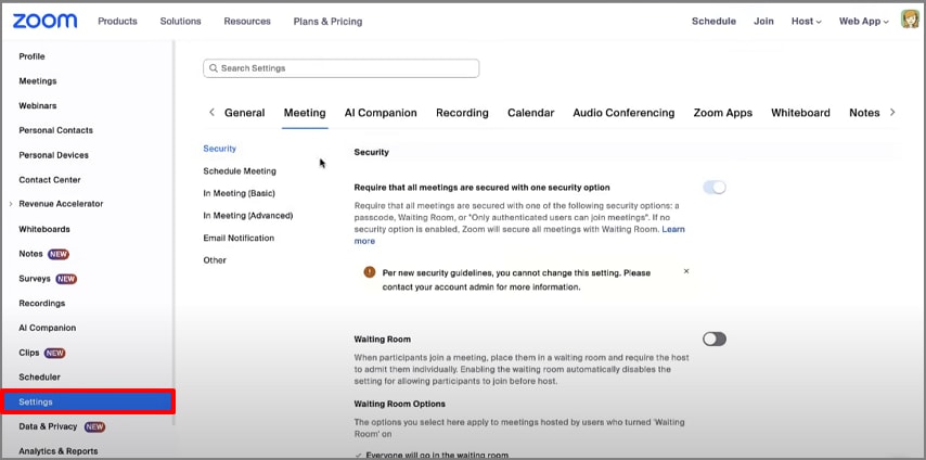 botón de configuración