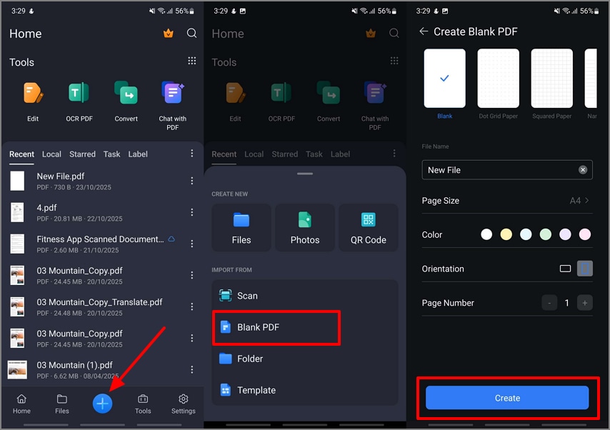 Abrir nueva página en blanco pdfelement