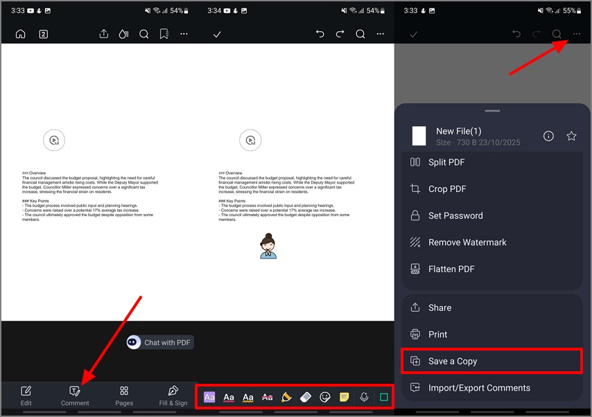 Anotar notas de reuniones y exportarlas a PDF