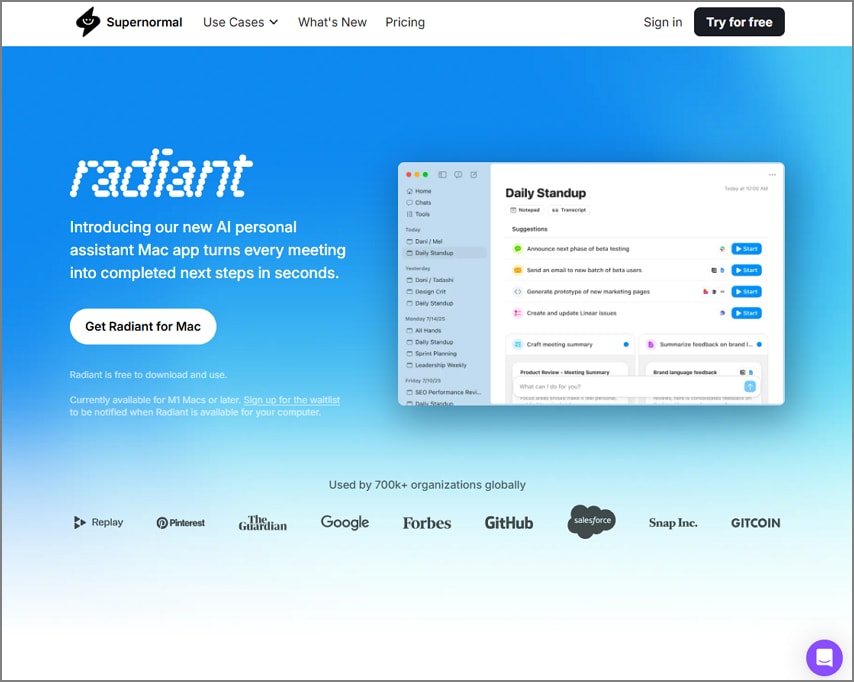 Alternativa a la aplicación de toma de notas con IA de Radiant Zoom