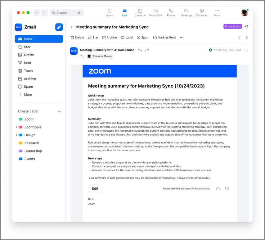 zoom Tomador de notas con IA Compañero de IA