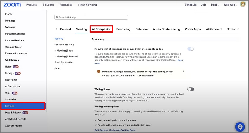 Navega a la configuración ai compañero

