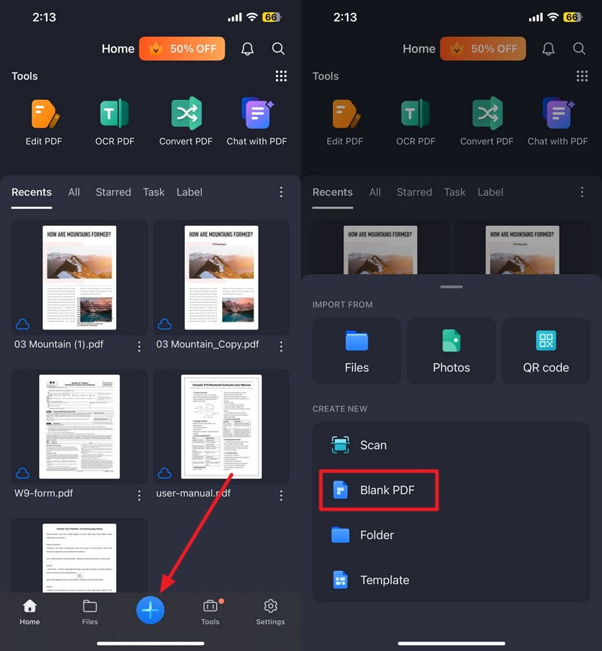open blankpdf in pdfelement