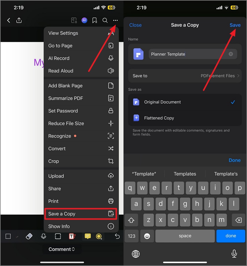 save template as pdf