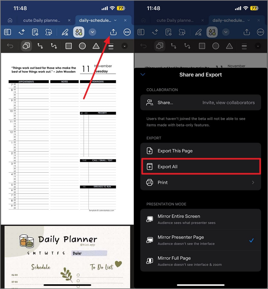 add elements and export