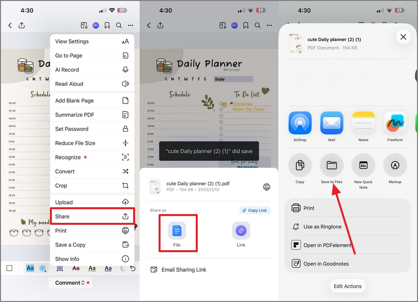 save pdf planner as pdf file