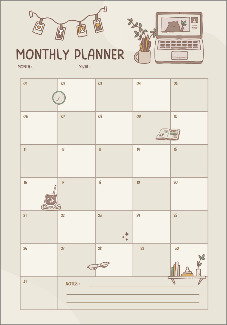 planner template for monthly planning