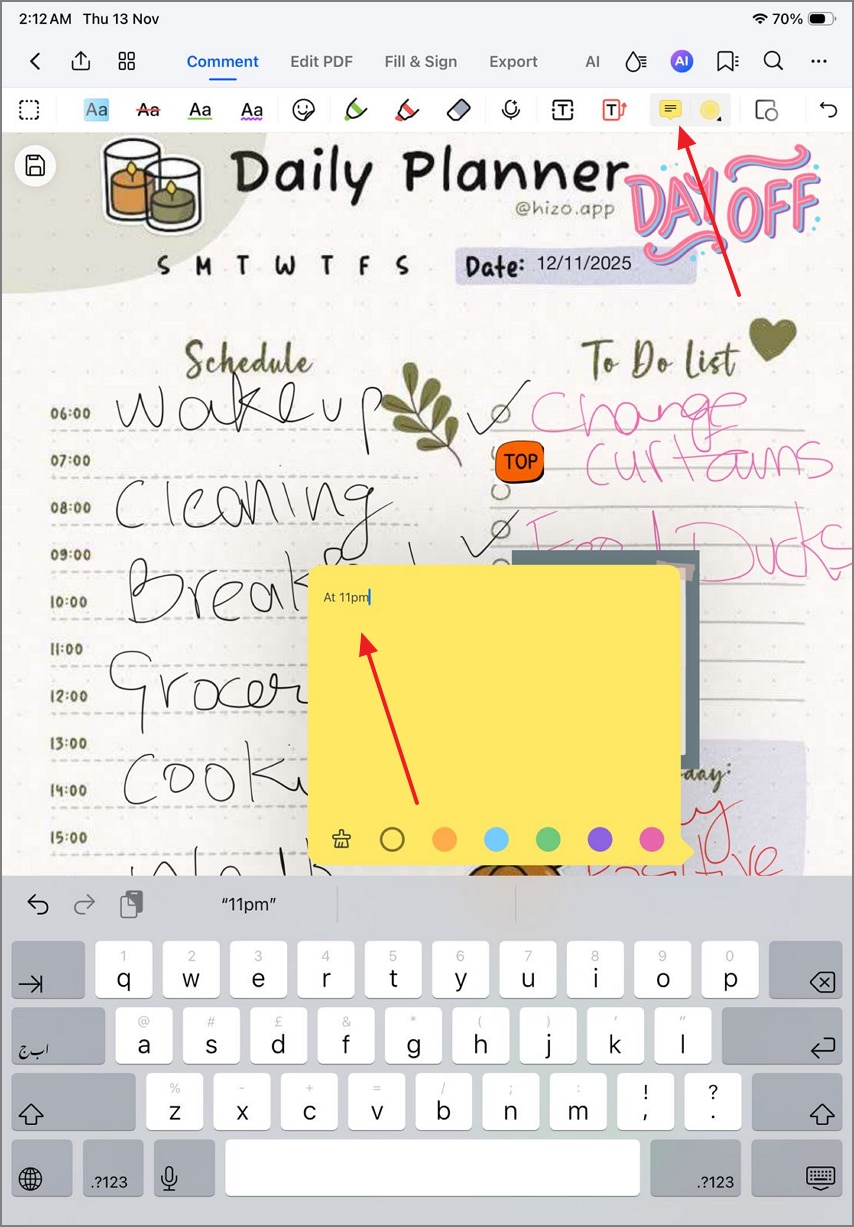 make notes for additional information