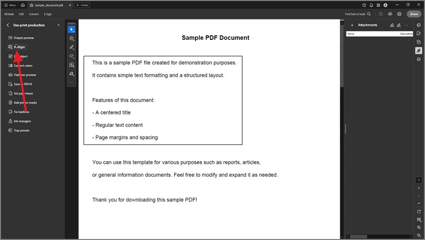 select preflight option adobe acrobat pro