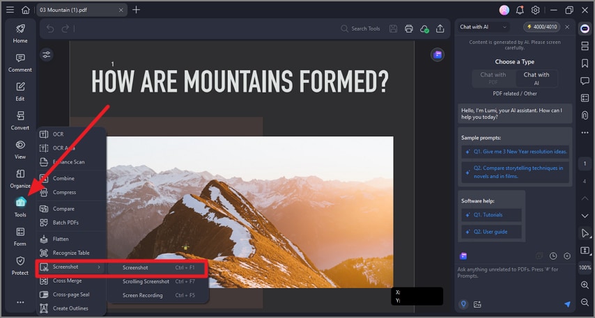 select tools press screenshot