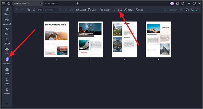 select organize press crop