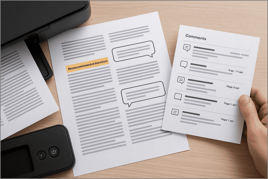 quick pdf for printing comments