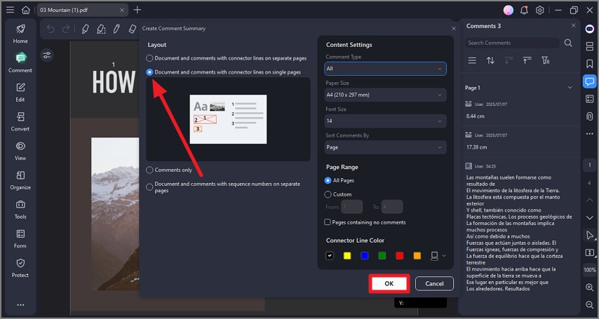 enable connector lines option