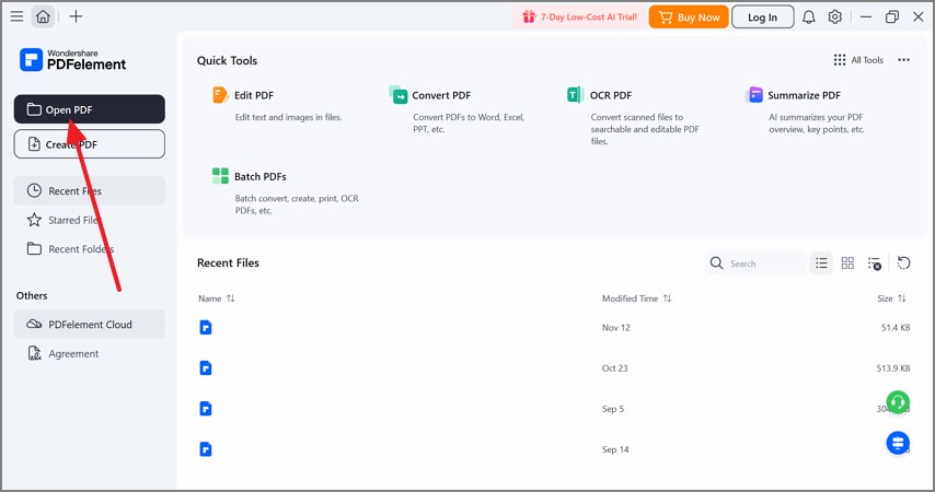open excel file on pdfelement
