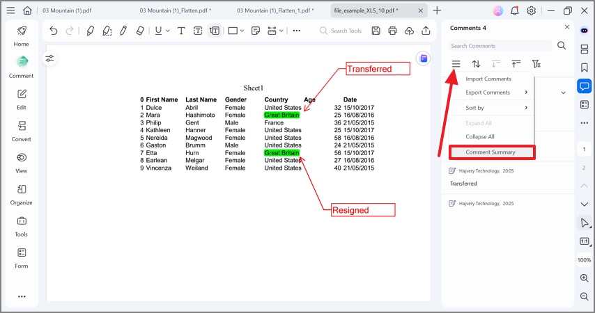 summarize comments pdfelement