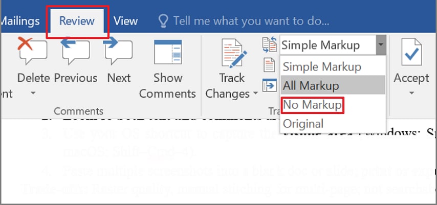 choose the no markup option