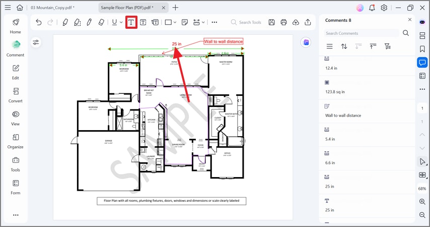 sum up floor plan measurements
