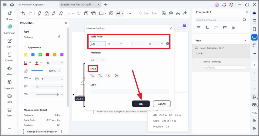 adjust scale ratio and snap settings