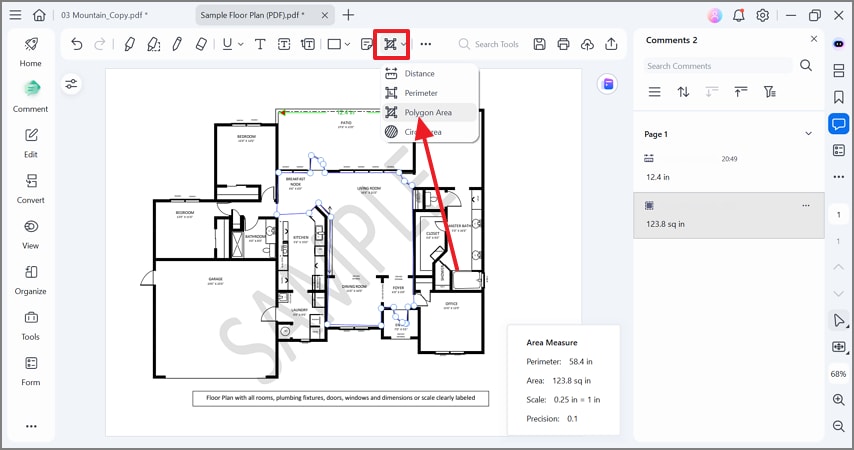 measure polygon area