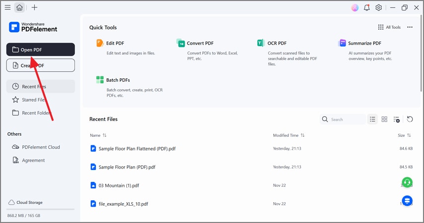 open pdf floor plan on pdfelement desktop