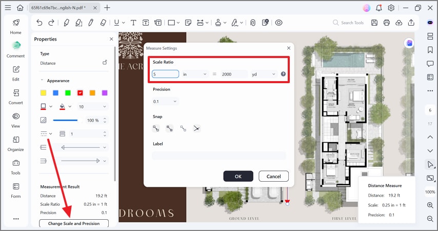 adjust scale ratio of measurement