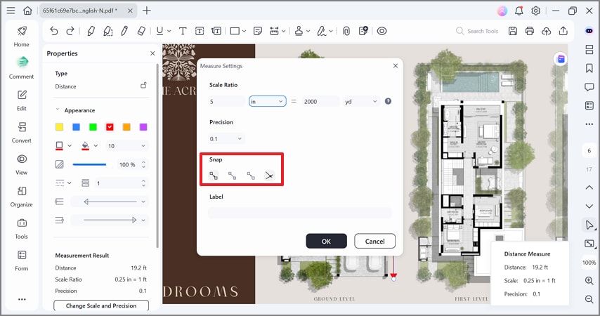 enable snap for easy measurements