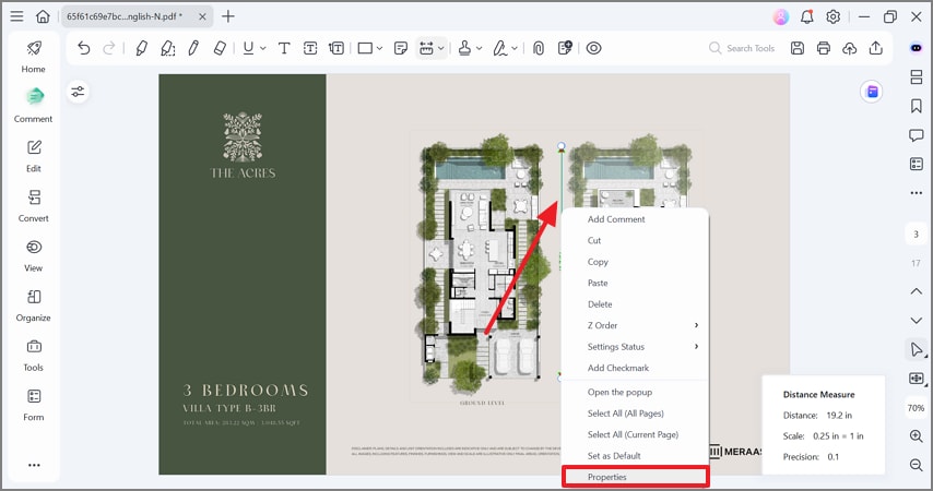 enter measurement properties
