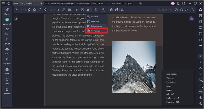 choose circle area from comments