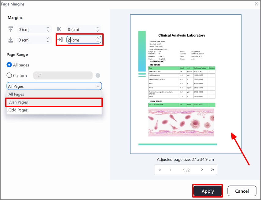 choose even pages to apply it