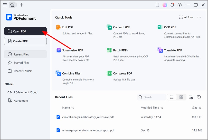 click on open pdf button