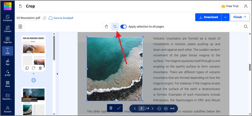 crop page in smallpdf