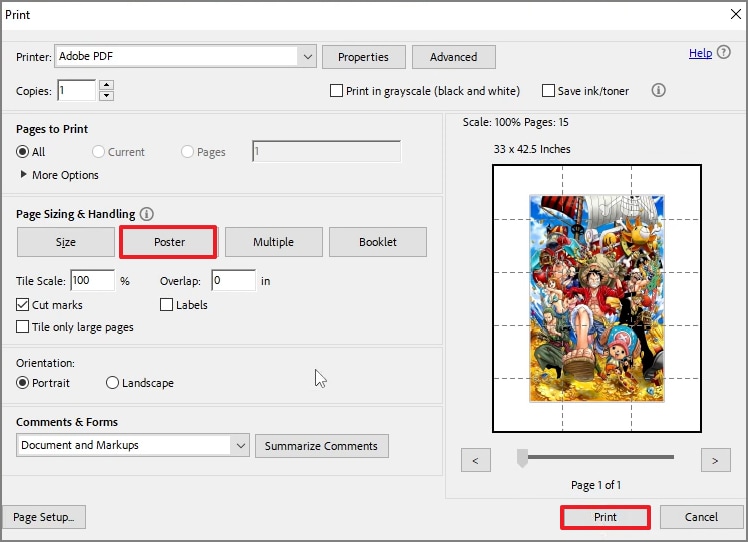 create and print poster on adobe acrobat