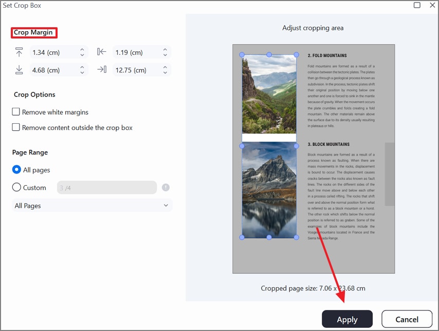 apply custom page margins