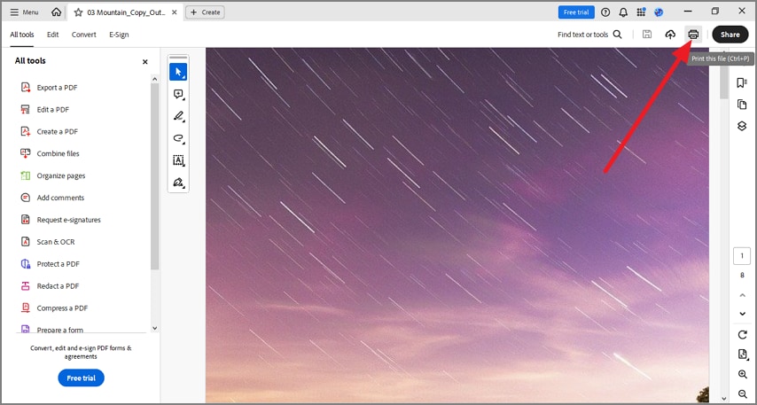 open document choose print