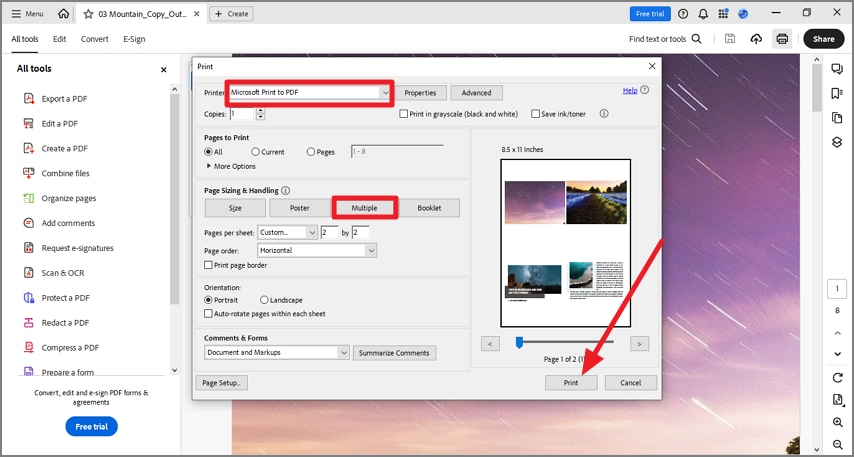 use windows print to pdf option