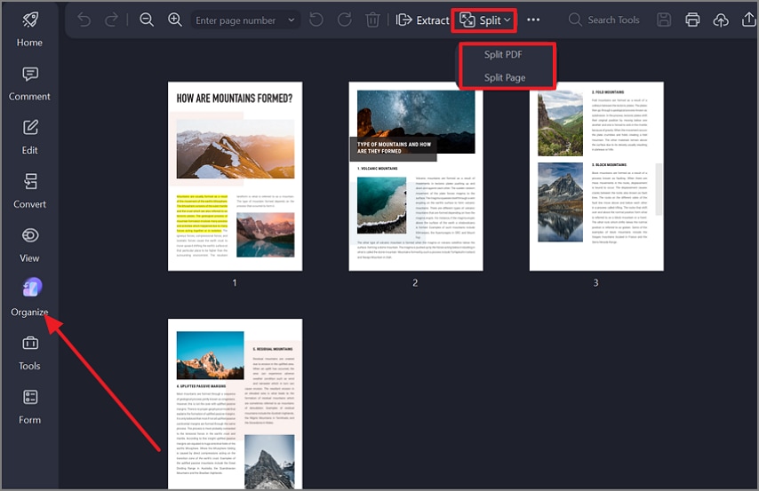 split option in pdfelement