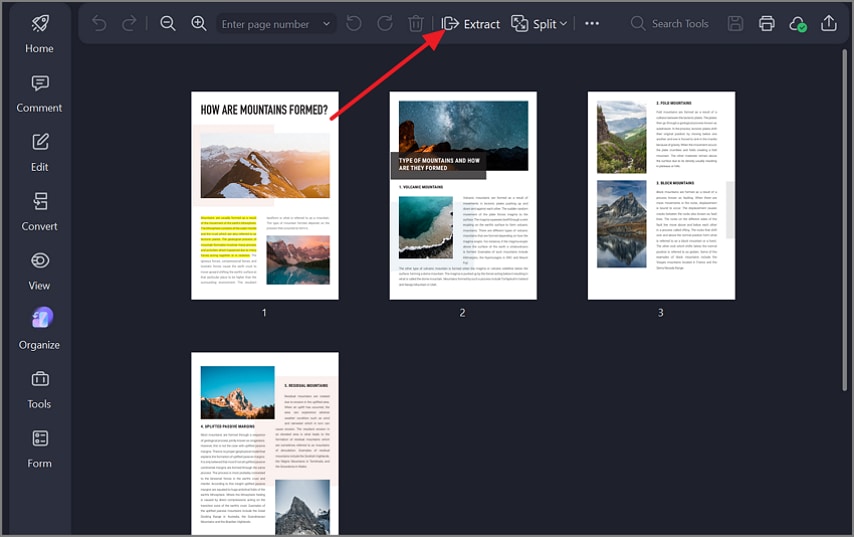 select the extract option