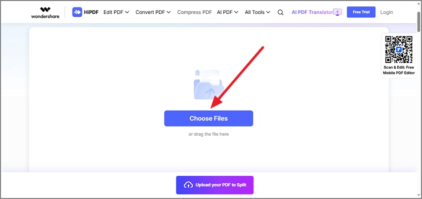 open document by pressing choose files