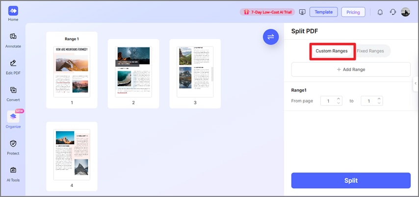enter custom page ranges