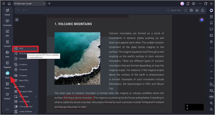 access ocr from tools