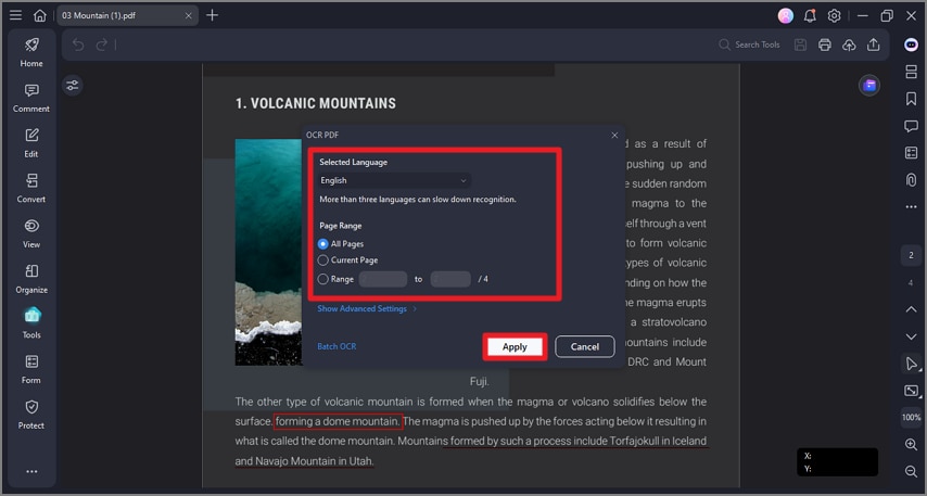 select preferred language press apply